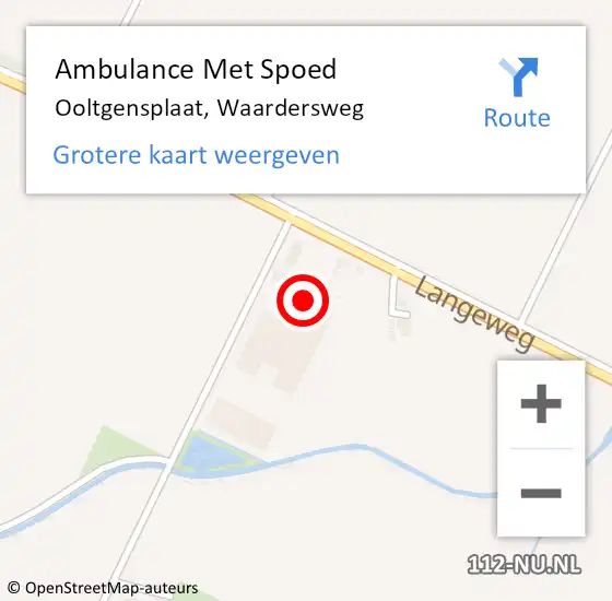 Locatie op kaart van de 112 melding: Ambulance Met Spoed Naar Ooltgensplaat, Waardersweg op 26 augustus 2024 12:36