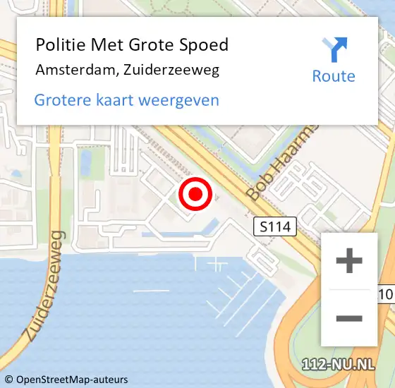 Locatie op kaart van de 112 melding: Politie Met Grote Spoed Naar Amsterdam, Zuiderzeeweg op 26 augustus 2024 12:51