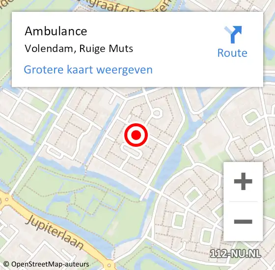 Locatie op kaart van de 112 melding: Ambulance Volendam, Ruige Muts op 26 augustus 2024 12:58