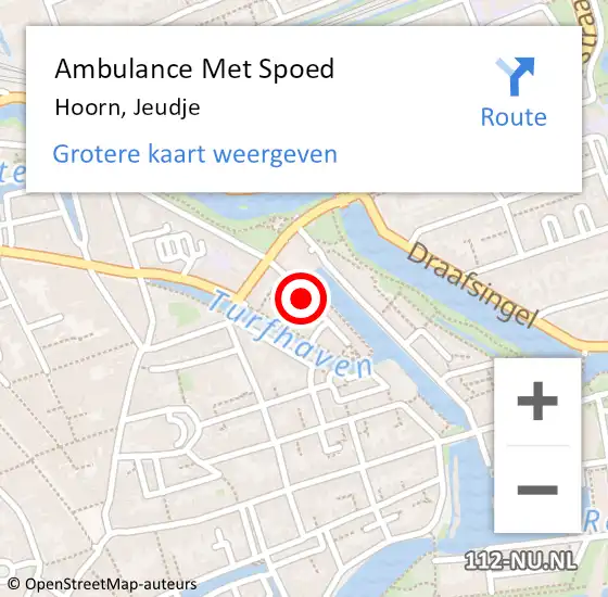 Locatie op kaart van de 112 melding: Ambulance Met Spoed Naar Hoorn, Jeudje op 26 augustus 2024 13:04