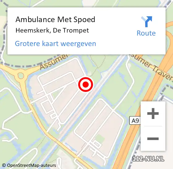 Locatie op kaart van de 112 melding: Ambulance Met Spoed Naar Heemskerk, De Trompet op 26 augustus 2024 13:05