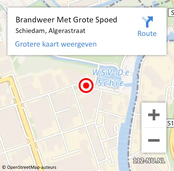 Locatie op kaart van de 112 melding: Brandweer Met Grote Spoed Naar Schiedam, Algerastraat op 26 augustus 2024 13:16