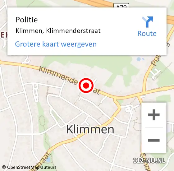 Locatie op kaart van de 112 melding: Politie Klimmen, Klimmenderstraat op 26 augustus 2024 13:17