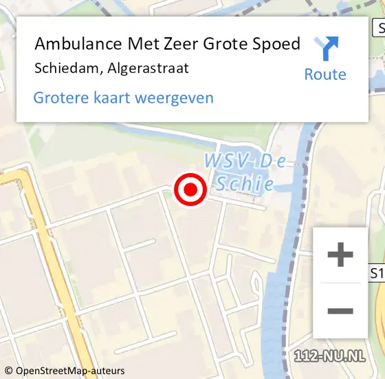 Locatie op kaart van de 112 melding: Ambulance Met Zeer Grote Spoed Naar Schiedam, Algerastraat op 26 augustus 2024 13:17