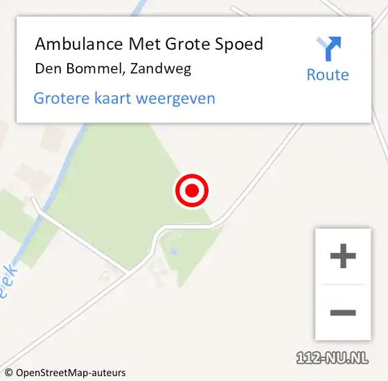 Locatie op kaart van de 112 melding: Ambulance Met Grote Spoed Naar Den Bommel, Zandweg op 26 augustus 2024 13:24