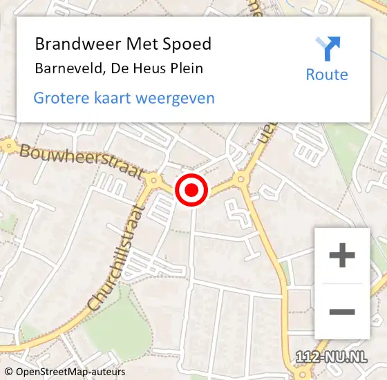 Locatie op kaart van de 112 melding: Brandweer Met Spoed Naar Barneveld, De Heus Plein op 26 augustus 2024 13:28