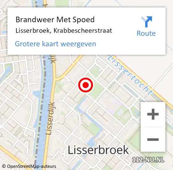 Locatie op kaart van de 112 melding: Brandweer Met Spoed Naar Lisserbroek, Krabbescheerstraat op 26 augustus 2024 13:36