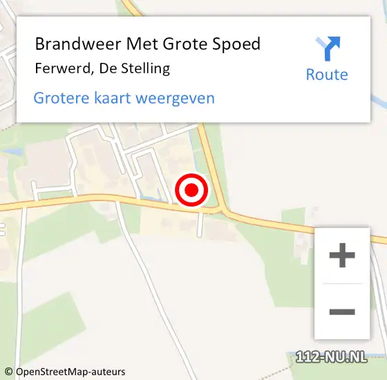 Locatie op kaart van de 112 melding: Brandweer Met Grote Spoed Naar Ferwerd, De Stelling op 26 augustus 2024 13:42