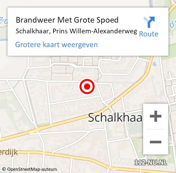 Locatie op kaart van de 112 melding: Brandweer Met Grote Spoed Naar Schalkhaar, Prins Willem-Alexanderweg op 26 augustus 2024 13:43