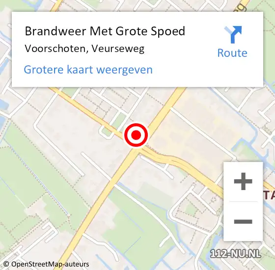 Locatie op kaart van de 112 melding: Brandweer Met Grote Spoed Naar Voorschoten, Veurseweg op 26 augustus 2024 13:47