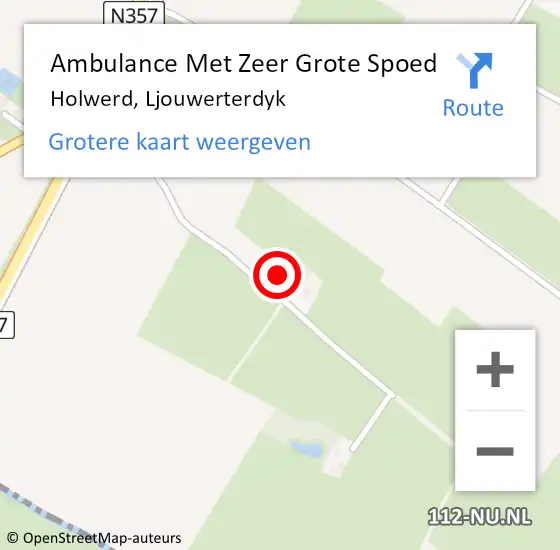 Locatie op kaart van de 112 melding: Ambulance Met Zeer Grote Spoed Naar Holwerd, Ljouwerterdyk op 26 augustus 2024 13:51