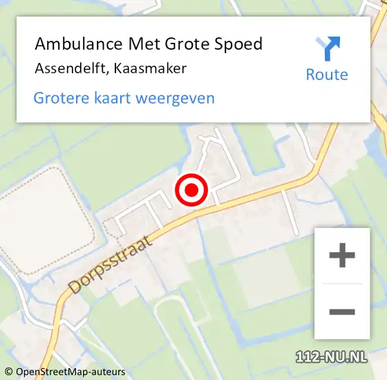 Locatie op kaart van de 112 melding: Ambulance Met Grote Spoed Naar Assendelft, Kaasmaker op 26 augustus 2024 13:55