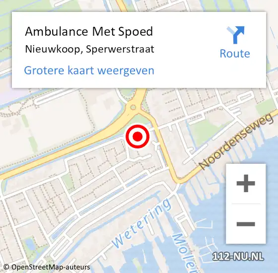 Locatie op kaart van de 112 melding: Ambulance Met Spoed Naar Nieuwkoop, Sperwerstraat op 17 oktober 2014 19:14