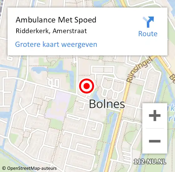 Locatie op kaart van de 112 melding: Ambulance Met Spoed Naar Ridderkerk, Amerstraat op 26 augustus 2024 14:30