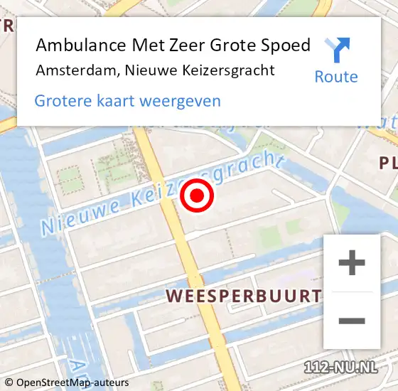 Locatie op kaart van de 112 melding: Ambulance Met Zeer Grote Spoed Naar Amsterdam, Nieuwe Keizersgracht op 26 augustus 2024 14:42