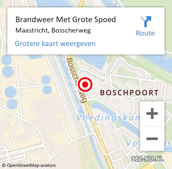 Locatie op kaart van de 112 melding: Brandweer Met Grote Spoed Naar Maastricht, Bosscherweg op 26 augustus 2024 14:43