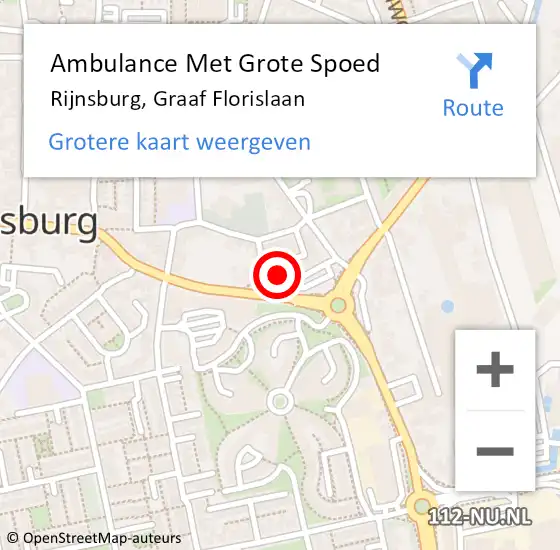 Locatie op kaart van de 112 melding: Ambulance Met Grote Spoed Naar Rijnsburg, Graaf Florislaan op 26 augustus 2024 14:43