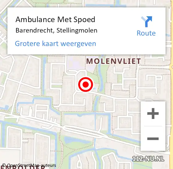 Locatie op kaart van de 112 melding: Ambulance Met Spoed Naar Barendrecht, Stellingmolen op 26 augustus 2024 14:48