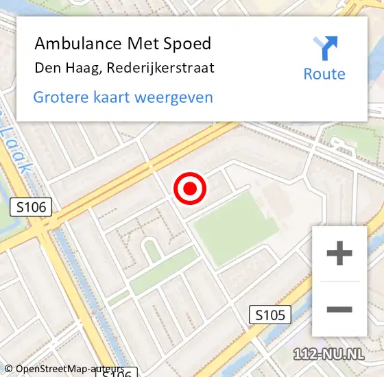 Locatie op kaart van de 112 melding: Ambulance Met Spoed Naar Den Haag, Rederijkerstraat op 26 augustus 2024 15:04