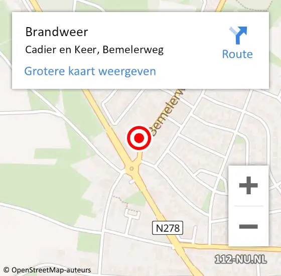 Locatie op kaart van de 112 melding: Brandweer Cadier en Keer, Bemelerweg op 26 augustus 2024 15:10