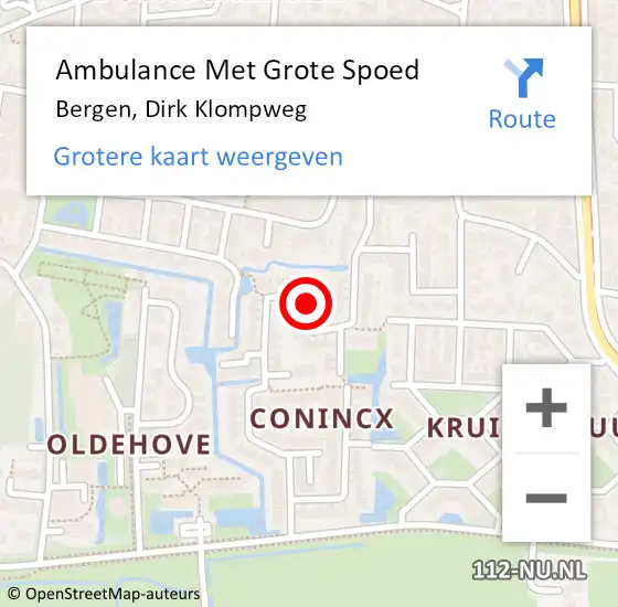 Locatie op kaart van de 112 melding: Ambulance Met Grote Spoed Naar Bergen, Dirk Klompweg op 26 augustus 2024 15:23