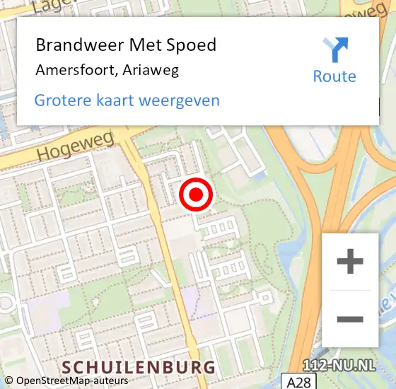 Locatie op kaart van de 112 melding: Brandweer Met Spoed Naar Amersfoort, Ariaweg op 26 augustus 2024 15:30