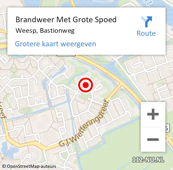 Locatie op kaart van de 112 melding: Brandweer Met Grote Spoed Naar Weesp, Bastionweg op 26 augustus 2024 15:46