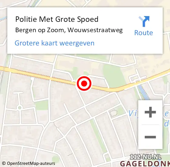 Locatie op kaart van de 112 melding: Politie Met Grote Spoed Naar Bergen op Zoom, Wouwsestraatweg op 26 augustus 2024 15:54