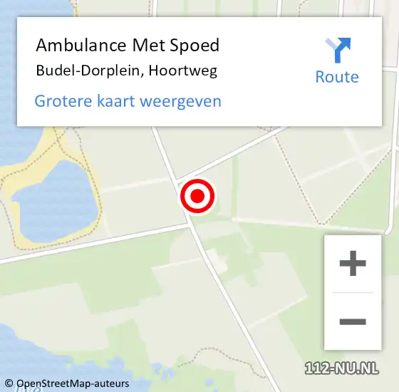 Locatie op kaart van de 112 melding: Ambulance Met Spoed Naar Budel-Dorplein, Hoortweg op 26 augustus 2024 15:54