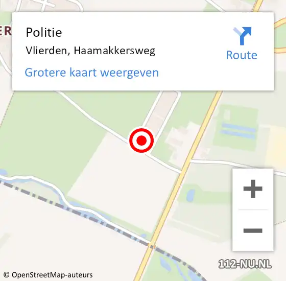 Locatie op kaart van de 112 melding: Politie Vlierden, Haamakkersweg op 26 augustus 2024 15:56