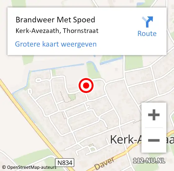 Locatie op kaart van de 112 melding: Brandweer Met Spoed Naar Kerk-Avezaath, Thornstraat op 17 oktober 2013 22:58