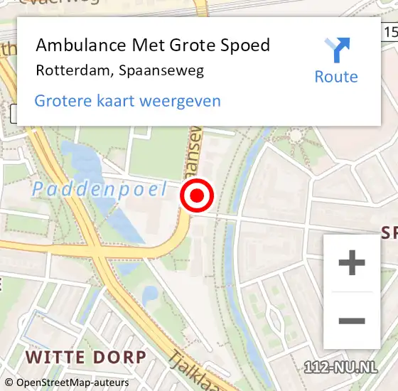 Locatie op kaart van de 112 melding: Ambulance Met Grote Spoed Naar Rotterdam, Spaanseweg op 26 augustus 2024 16:03