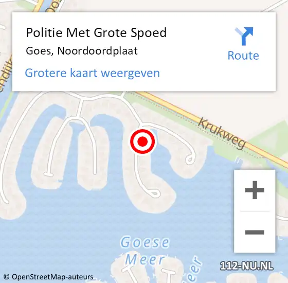 Locatie op kaart van de 112 melding: Politie Met Grote Spoed Naar Goes, Noordoordplaat op 26 augustus 2024 16:24