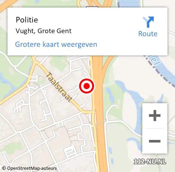 Locatie op kaart van de 112 melding: Politie Vught, Grote Gent op 26 augustus 2024 16:34