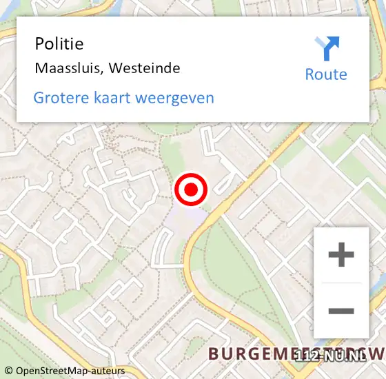 Locatie op kaart van de 112 melding: Politie Maassluis, Westeinde op 26 augustus 2024 16:44