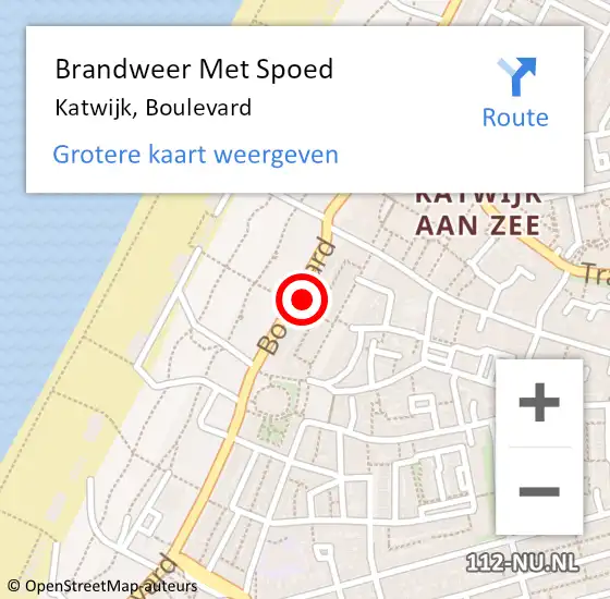 Locatie op kaart van de 112 melding: Brandweer Met Spoed Naar Katwijk, Boulevard op 26 augustus 2024 16:59