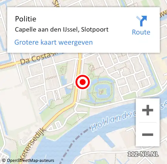 Locatie op kaart van de 112 melding: Politie Capelle aan den IJssel, Slotpoort op 26 augustus 2024 17:25