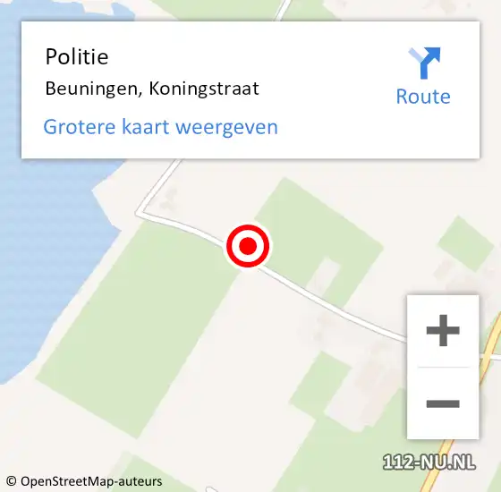 Locatie op kaart van de 112 melding: Politie Beuningen, Koningstraat op 26 augustus 2024 17:27