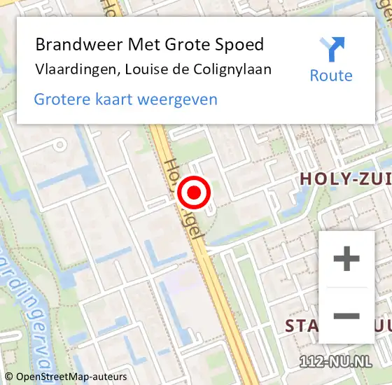 Locatie op kaart van de 112 melding: Brandweer Met Grote Spoed Naar Vlaardingen, Louise de Colignylaan op 26 augustus 2024 18:05