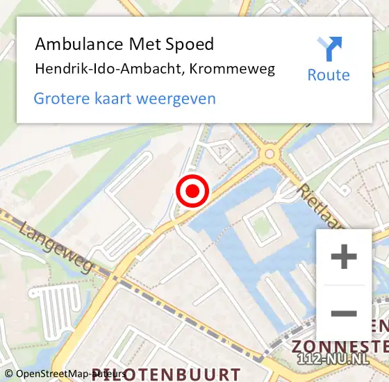 Locatie op kaart van de 112 melding: Ambulance Met Spoed Naar Hendrik-Ido-Ambacht, Krommeweg op 26 augustus 2024 18:20