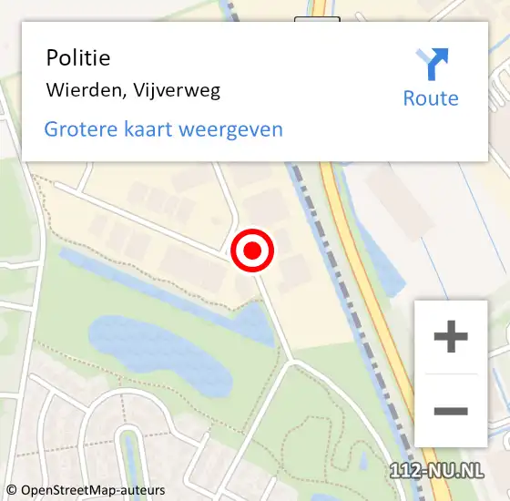 Locatie op kaart van de 112 melding: Politie Wierden, Vijverweg op 26 augustus 2024 18:26