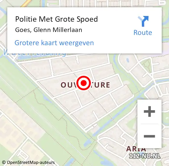 Locatie op kaart van de 112 melding: Politie Met Grote Spoed Naar Goes, Glenn Millerlaan op 26 augustus 2024 18:43