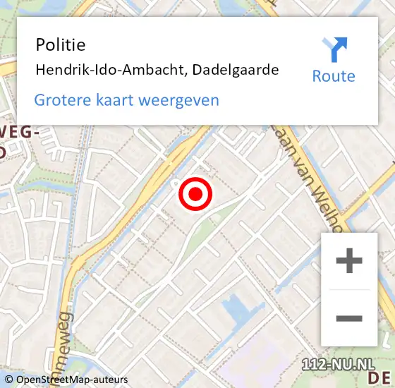 Locatie op kaart van de 112 melding: Politie Hendrik-Ido-Ambacht, Dadelgaarde op 26 augustus 2024 19:12