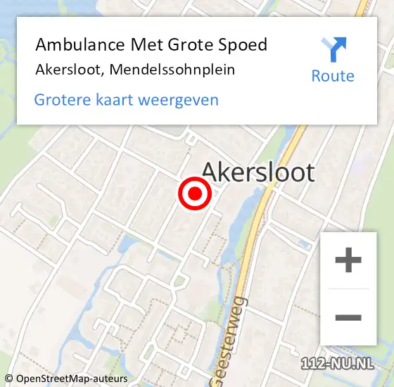 Locatie op kaart van de 112 melding: Ambulance Met Grote Spoed Naar Akersloot, Mendelssohnplein op 26 augustus 2024 19:25