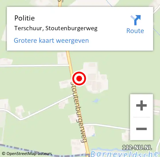 Locatie op kaart van de 112 melding: Politie Terschuur, Stoutenburgerweg op 26 augustus 2024 19:37