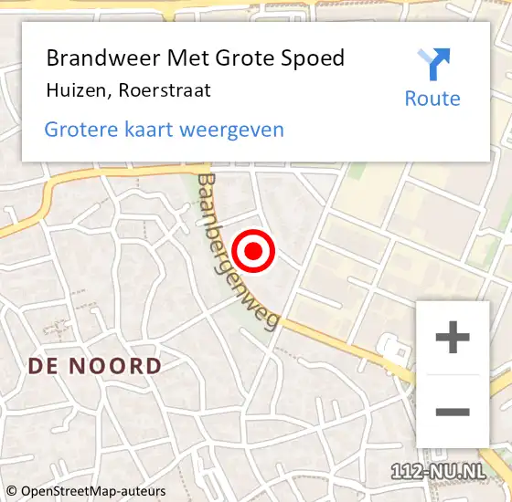 Locatie op kaart van de 112 melding: Brandweer Met Grote Spoed Naar Huizen, Roerstraat op 26 augustus 2024 19:45