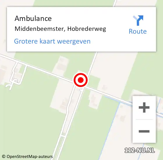 Locatie op kaart van de 112 melding: Ambulance Middenbeemster, Hobrederweg op 26 augustus 2024 19:57