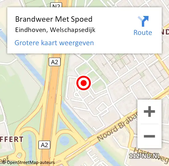 Locatie op kaart van de 112 melding: Brandweer Met Spoed Naar Eindhoven, Welschapsedijk op 26 augustus 2024 20:00