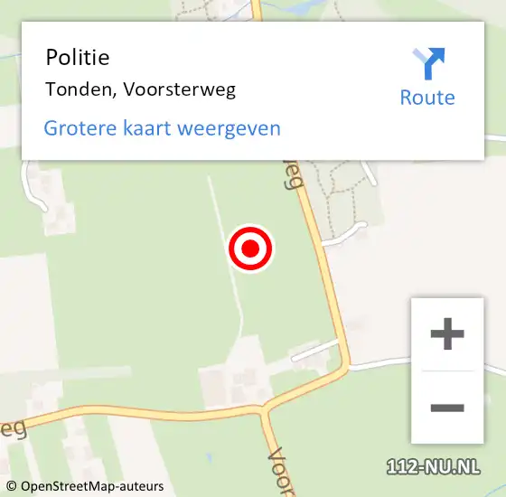 Locatie op kaart van de 112 melding: Politie Tonden, Voorsterweg op 26 augustus 2024 20:01