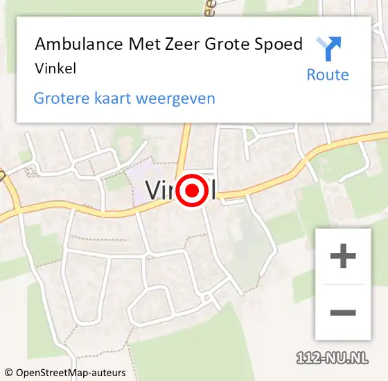 Locatie op kaart van de 112 melding: Ambulance Met Zeer Grote Spoed Naar Vinkel op 26 augustus 2024 20:06